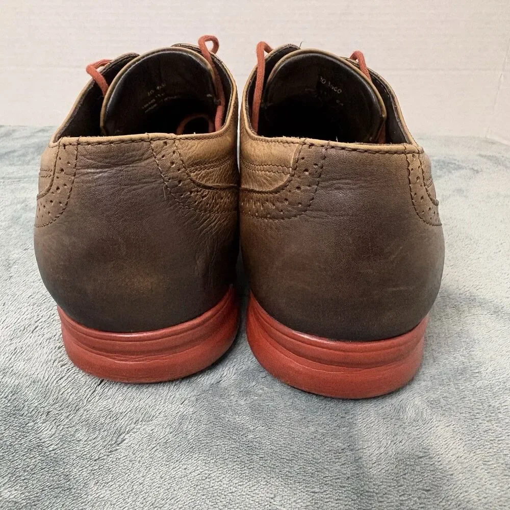 Men's Johnston Murphy Sheepskin Lining Wingtip Oxford Shoes Orange Soles Sz 13M